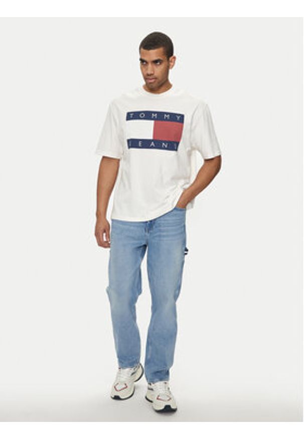 Tommy Jeans T-Shirt Big Flag DM0DM18547 Biały Oversize. Kolor: biały. Materiał: bawełna