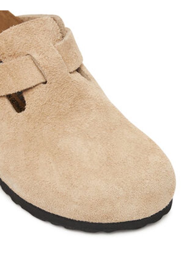 Birkenstock Klapki Boston 1030883 Beżowy. Kolor: beżowy. Materiał: zamsz, skóra