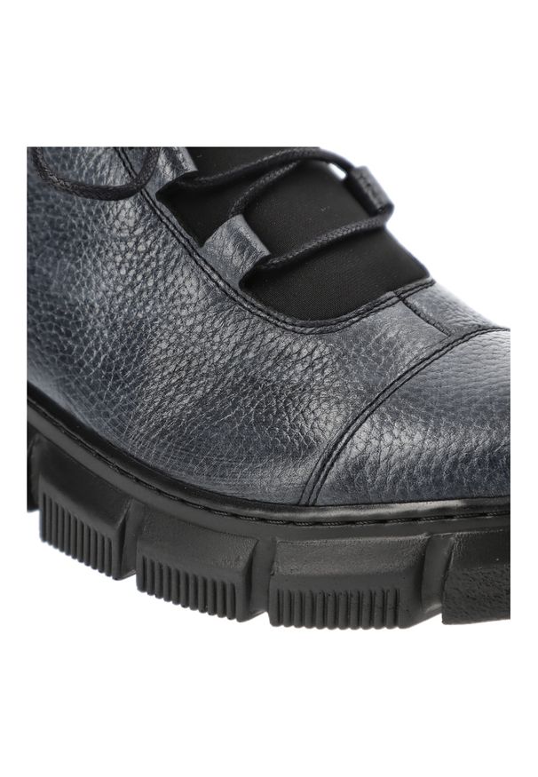 Granatowe Botki Armodo Modne Obuwie Damskie. Kolor: niebieski. Materiał: materiał. Styl: sportowy