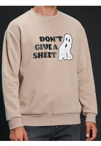 Sinsay - Bluza crewneck Halloween - beżowy. Kolor: beżowy
