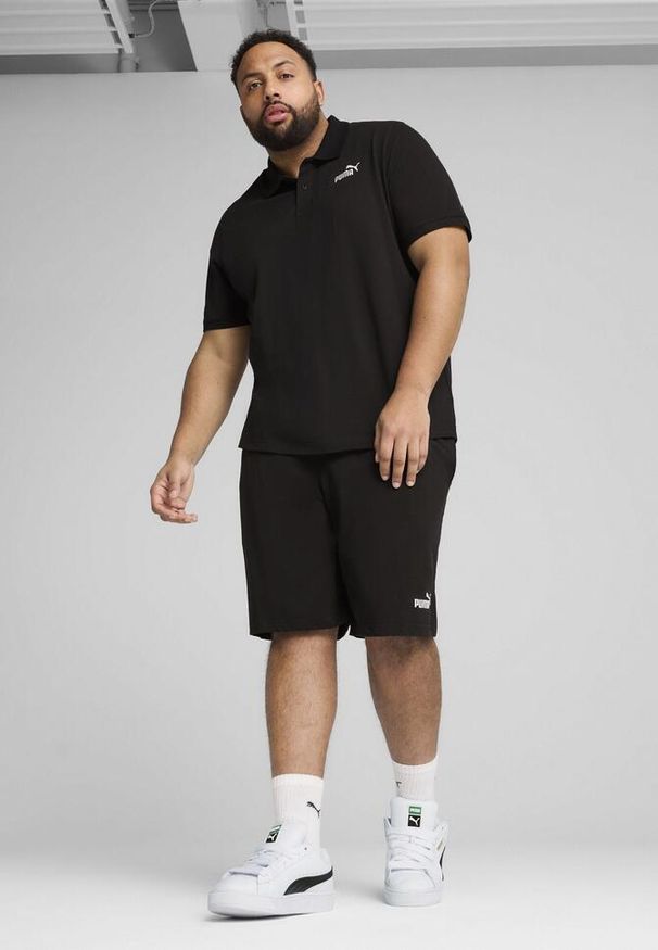 Puma - Męska koszulka polo Essentials z logo No. 1 z piki PUMA Black. Typ kołnierza: polo. Kolor: czarny. Materiał: prążkowany. Wzór: haft
