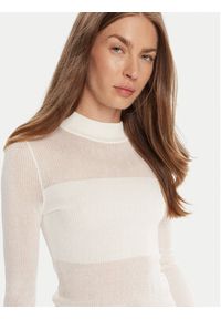 Hugo - HUGO Sweter Slumy_B 50543045 Écru Slim Fit. Kolor: kremowy. Materiał: wiskoza #3