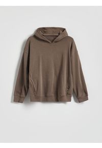 Reserved - Bluza z kapturem - ciemnobrązowy. Typ kołnierza: kaptur. Kolor: brązowy. Materiał: dzianina, bawełna