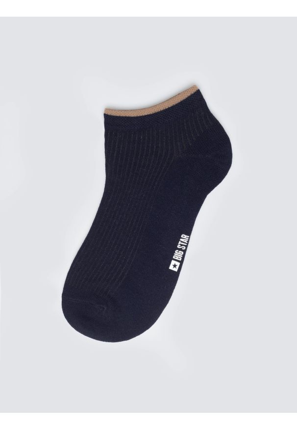 Big-Star - Stopki męskie w prążek granatowe Arnold 403. Kolor: niebieski. Materiał: prążkowany, bawełna. Wzór: prążki