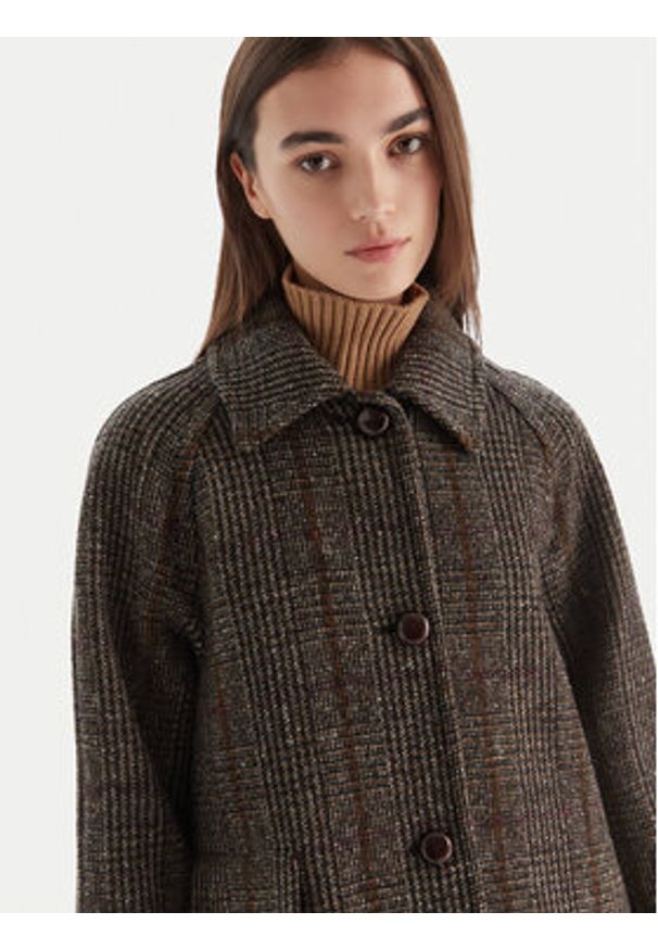 Weekend Max Mara Płaszcz wełniany Pitone 2525016112 Brązowy Regular Fit. Kolor: brązowy. Materiał: wełna