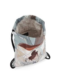 Worek damski Anekke, wykonany z lekkiego materiału tekstylnego z dekoracyjnym nadrukiem zamykany na ściągacz ze sznurkami, szary, 42484-003. Kolor: szary. Wzór: nadruk #6