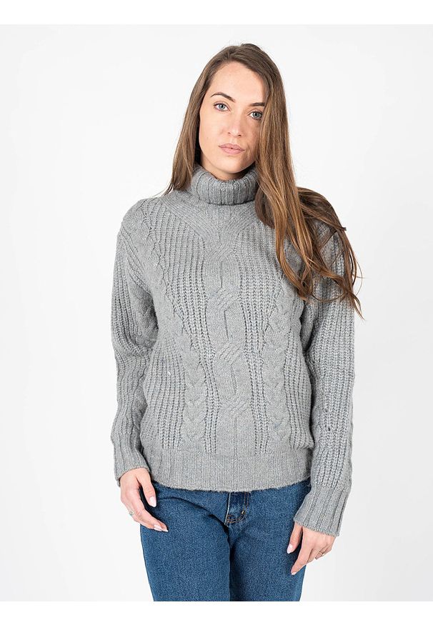 Silvian Heach Sweter | PGA22004MA | Kobieta | Szary. Typ kołnierza: golf. Kolor: szary. Materiał: akryl, wełna, elastan, nylon, poliester. Wzór: aplikacja, ze splotem