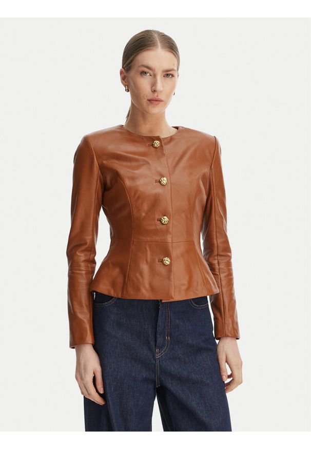 Marciano Guess Kurtka skórzana G6GL02 L0083 Brązowy Regular Fit. Kolor: brązowy. Materiał: skóra