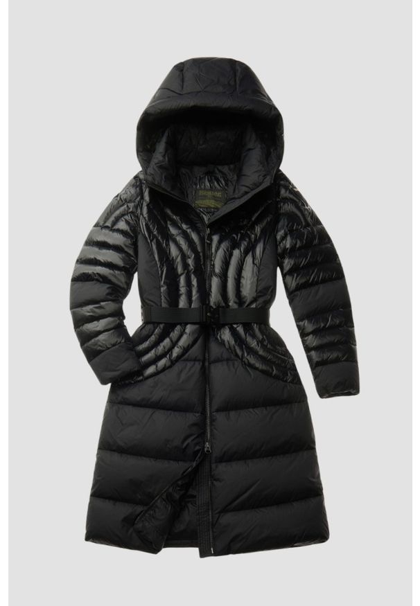 Blauer USA - BLAUER Czarny damski płaszcz Quincy Raincoat Long Jackets. Kolor: czarny. Materiał: poliamid, puch