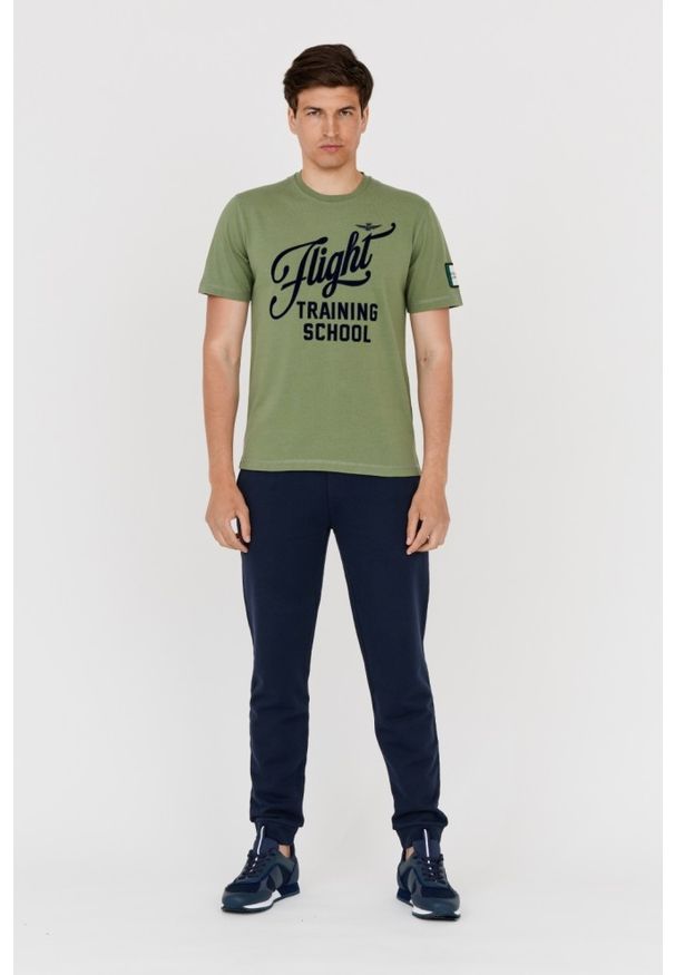 Aeronautica Militare - AERONAUTICA MILITARE Zielony bawełniany t-shirt męski, Rozmiar XXL. Kolor: zielony. Materiał: bawełna. Długość rękawa: krótki rękaw. Długość: krótkie