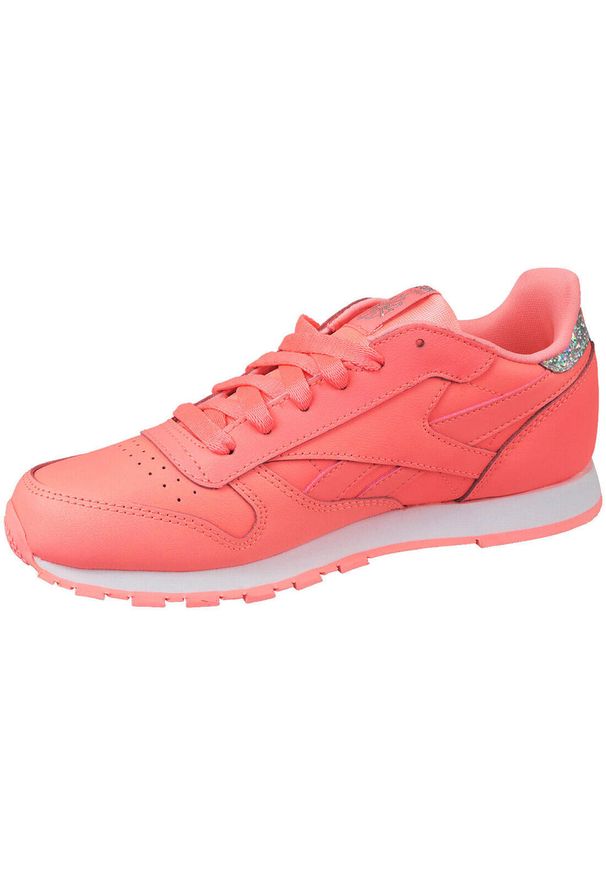 Buty do chodzenia dla dzieci Reebok Classic Leather. Kolor: różowy. Materiał: skóra, syntetyk, tkanina, materiał. Model: Reebok Classic. Sport: turystyka piesza