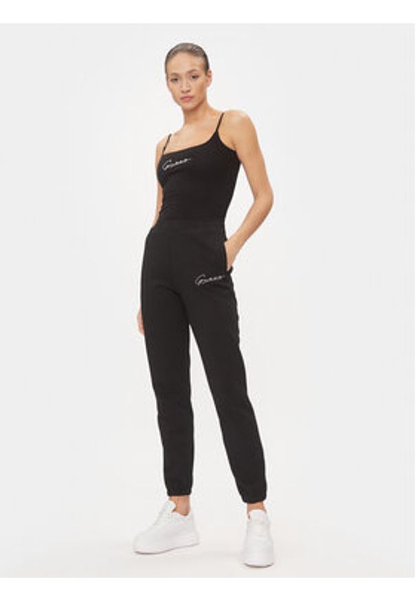 Guess Top Signature V4RP06 J1314 Czarny Regular Fit. Kolor: czarny. Materiał: bawełna