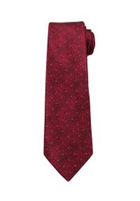 Ciemnoczerwony Elegancki Krawat -Angelo di Monti- 7 cm, Męski, Bordowy Melanż, w Szare Gwiazdki. Kolor: czerwony. Wzór: melanż, geometria. Styl: elegancki
