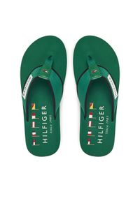 TOMMY HILFIGER - Tommy Hilfiger Japonki Patch Hilfiger Beach Sandal FM0FM05435 Zielony. Kolor: zielony. Materiał: materiał