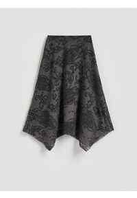 Reserved - Spódnica z asymetrycznym dołem - ciemnoszary. Kolor: szary. Materiał: dzianina #1