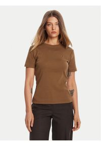 TOMMY HILFIGER - Tommy Hilfiger T-Shirt New Cody WW0WW40587 Brązowy Slim Fit. Kolor: brązowy. Materiał: bawełna