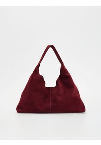 Reserved - Zamszowa torebka shopper z saszetką - bordowy. Kolor: czerwony. Materiał: zamszowe. Styl: klasyczny #1