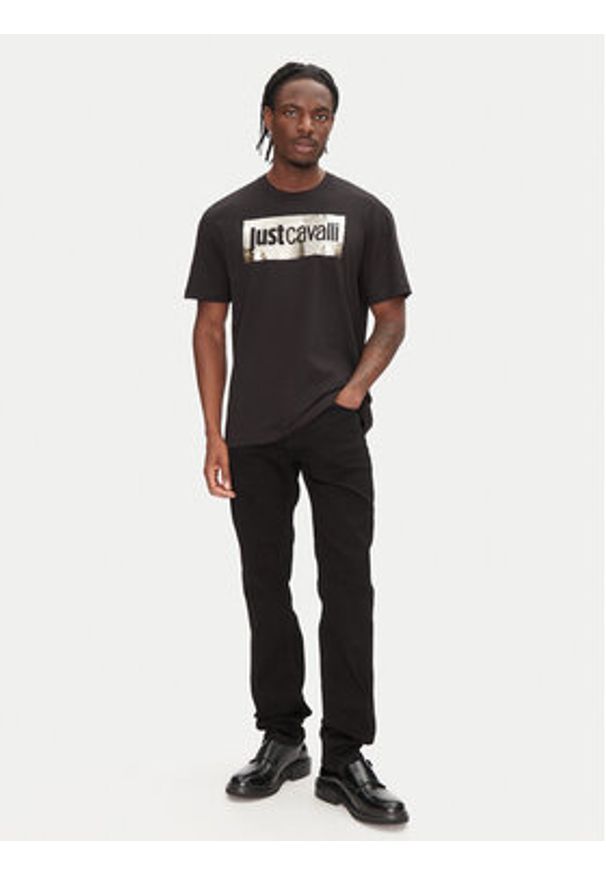 Just Cavalli T-Shirt 78OAHT15 Czarny Regular Fit. Kolor: czarny. Materiał: bawełna