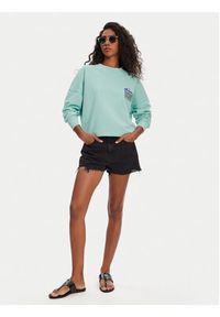 Quiksilver Bluza EQWFT03179 Turkusowy Oversize. Kolor: turkusowy. Materiał: bawełna #2
