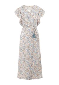 Born2be - Miętowa Sukienka Lanby. Typ kołnierza: kołnierz z falbankami. Kolor: miętowy. Materiał: materiał. Wzór: nadruk, aplikacja, kwiaty. Styl: elegancki. Długość: maxi #5