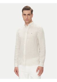 TOMMY HILFIGER - Tommy Hilfiger Koszula Essential MW0MW38581 Beżowy Regular Fit. Kolor: beżowy. Materiał: len #1
