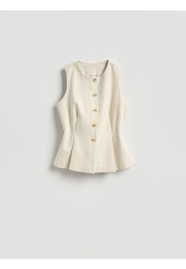 Reserved - Kamizelka - kremowy. Kolor: kremowy. Materiał: tkanina, bawełna