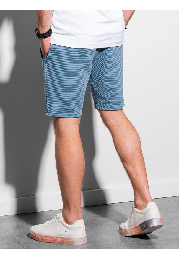 Ombre Clothing - Krótkie spodenki męskie dresowe W294 - niebieskie - XXL. Kolor: niebieski. Materiał: dresówka. Długość: krótkie. Styl: klasyczny, sportowy