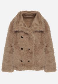 Born2be - Brązowa Kurtka Dwustronna w Stylu Biker z Futerkiem Aflita. Okazja: na spacer, na co dzień. Kolor: brązowy. Materiał: futro. Długość: krótkie. Styl: casual, elegancki #2