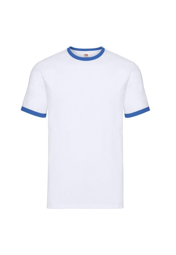 FRUIT OF THE LOOM - T-shirt Męski Ringer. Kolor: biały, wielokolorowy, niebieski