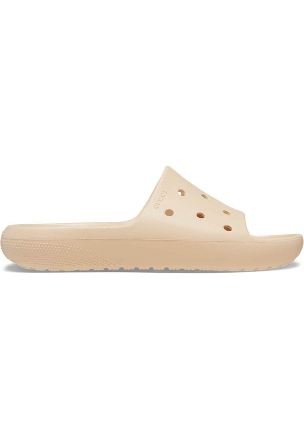 Klapki plażowe dla dorosłych Crocs Classic Slide V2. Okazja: na plażę. Kolor: beżowy, żółty. Materiał: syntetyk, materiał. Styl: sportowy