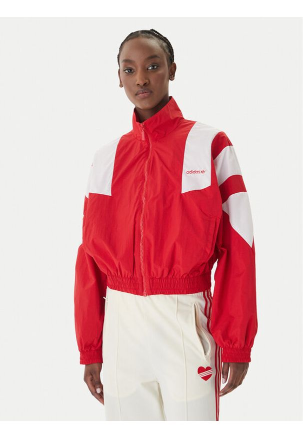 Adidas - adidas Bluza Blocked Washed KD8788 Czerwony Oversize. Kolor: czerwony. Materiał: syntetyk