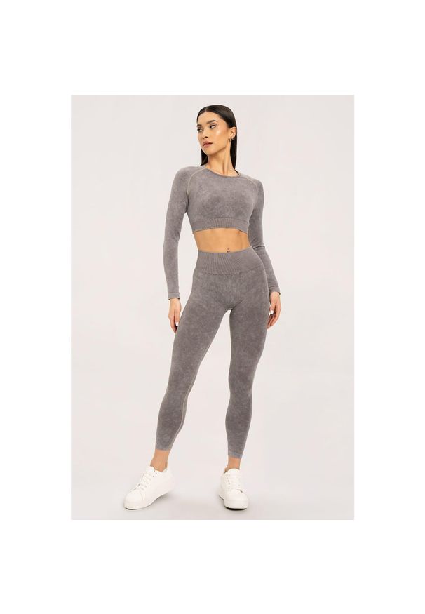 GYM GLAMOUR - Legginsy fitness damskie Gym Glamour sprane. Kolor: brązowy. Sport: fitness