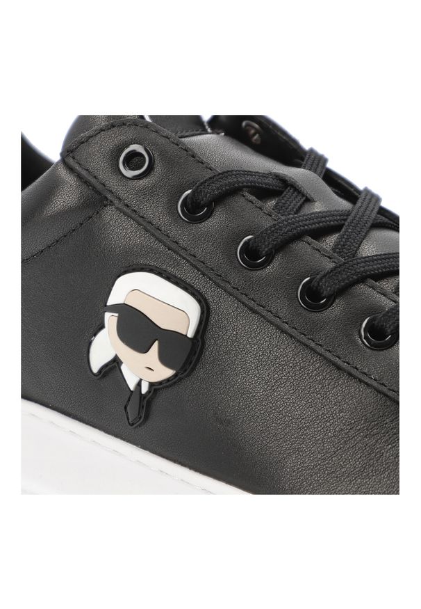 Czarne Sneakersy Karl Lagerfeld Modne Obuwie Męskie Premium. Okazja: na co dzień. Zapięcie: sznurówki. Kolor: czarny. Materiał: skóra