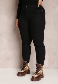 Renee - Czarne Spodnie Skinny Push Up Heochie. Kolor: czarny. Materiał: tkanina #2