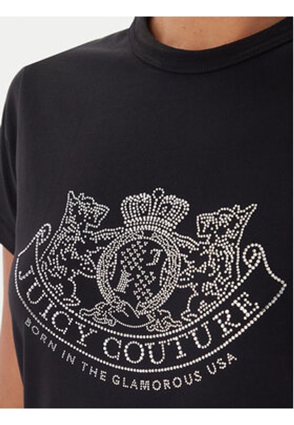 Juicy Couture T-Shirt JCGTK225015 Czarny Slim Fit. Kolor: czarny. Materiał: bawełna