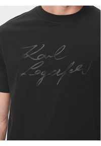 Karl Lagerfeld - KARL LAGERFELD T-Shirt 755083 542225 Czarny Regular Fit. Typ kołnierza: dekolt w karo. Kolor: czarny. Materiał: bawełna