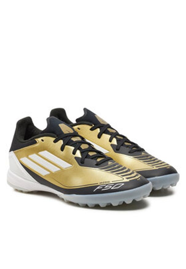 Adidas - adidas Buty do piłki nożnej F50 League Messi Turf IG9282 Złoty. Kolor: złoty. Materiał: skóra