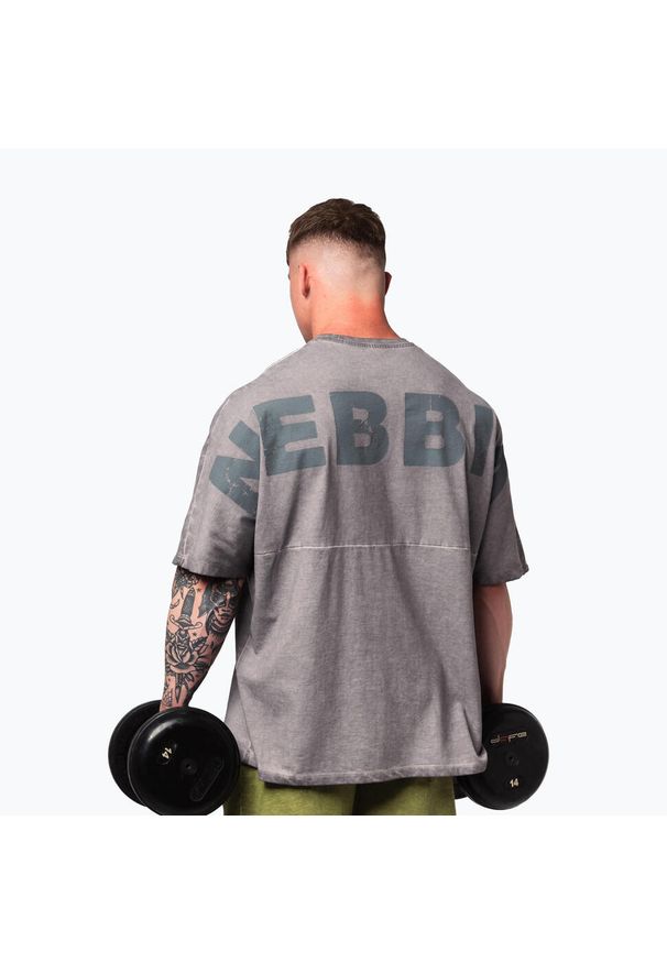 Koszulka treningowa męska NEBBIA Washed-Off Heavyweight No Shortcuts. Kolor: szary. Sport: fitness