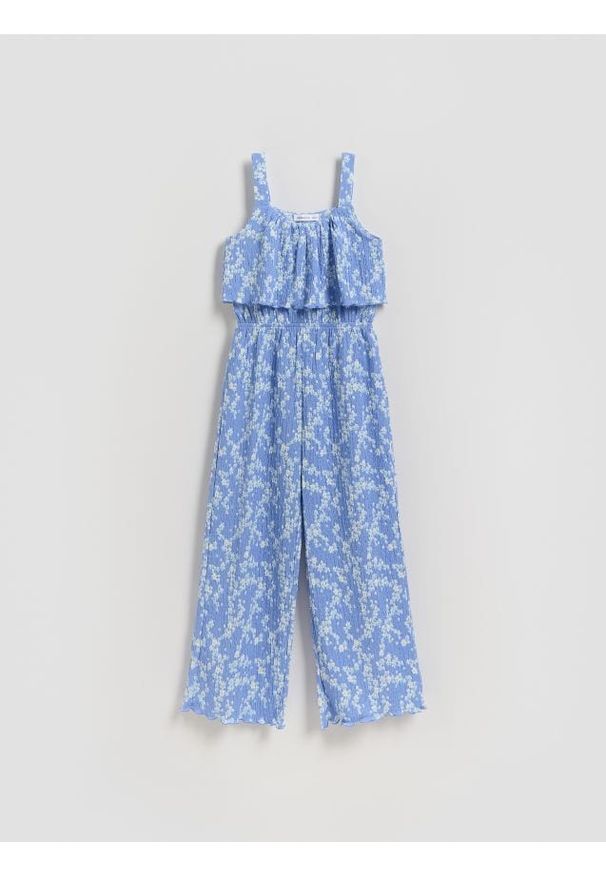 Reserved - Kombinezon w kwiaty - niebieski. Kolor: niebieski. Materiał: tkanina. Wzór: kwiaty