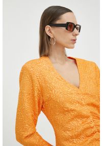 GESTUZ - Gestuz sukienka MaisieGZ kolor pomarańczowy mini dopasowana. Kolor: pomarańczowy. Długość rękawa: długi rękaw. Typ sukienki: dopasowane. Długość: mini #5