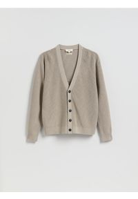 Reserved - Kardigan z lnem - beżowy. Kolor: beżowy. Materiał: len #1
