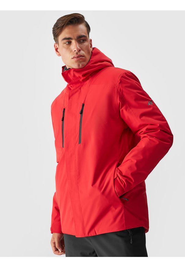 4f - 4F Kurtka narciarska membrana 10000 męska - czerwona 3XL. Okazja: na co dzień. Typ kołnierza: kaptur. Kolor: czerwony. Materiał: poliester, dzianina, materiał, tkanina. Wzór: gładki. Sezon: zima. Styl: klasyczny, casual, sportowy