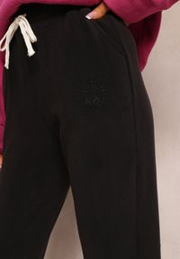 Renee - Czarne Dresowe Spodnie z Bawełny w Pasie Sznurek i Gumka Utella. Kolor: czarny. Materiał: bawełna, dresówka #4