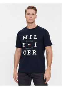 TOMMY HILFIGER - Tommy Hilfiger T-Shirt Box Flag Logo Tee MW0MW33690 Granatowy Regular Fit. Kolor: niebieski. Materiał: bawełna