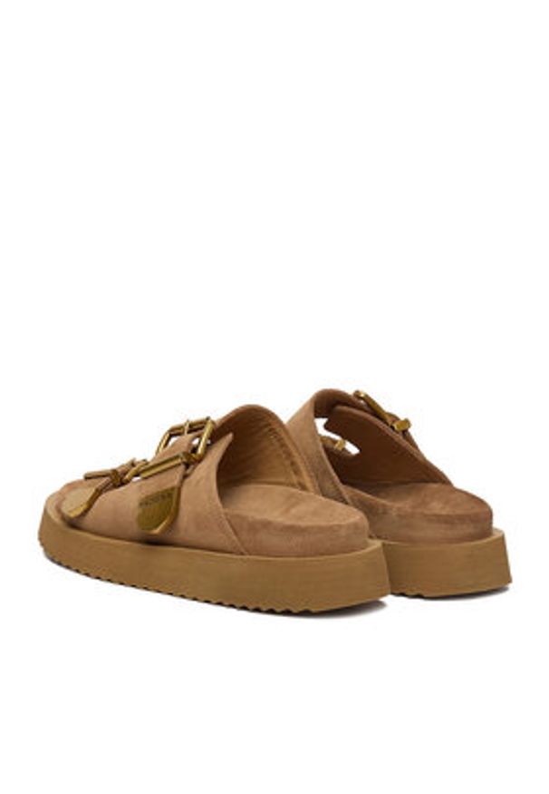 Badura Klapki CYCLAMEN-80033-25 Beżowy. Kolor: beżowy. Materiał: zamsz, skóra