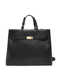 TOMMY HILFIGER - Tommy Hilfiger Torebka Heritage Satchel AW0AW17211 Czarny. Kolor: czarny. Materiał: skórzane