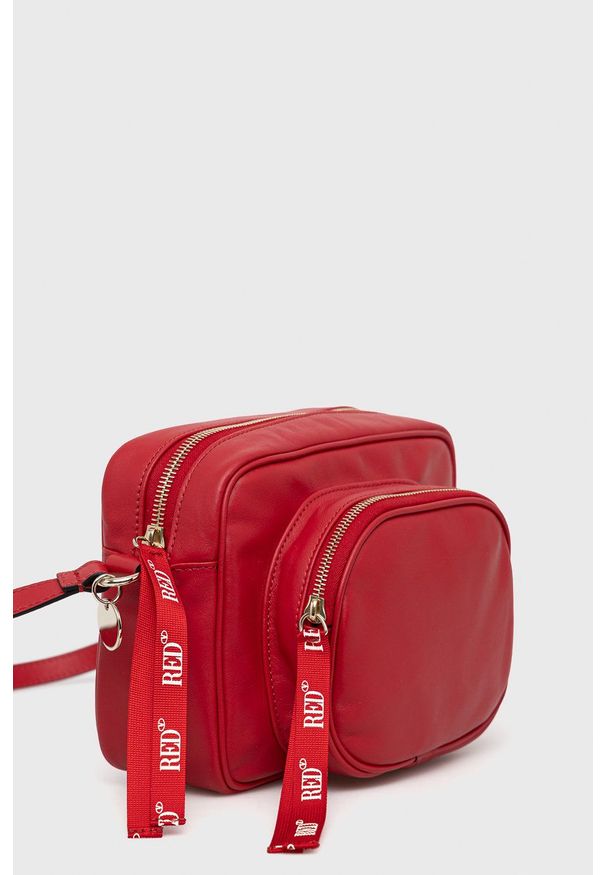 Red Valentino - Torebka skórzana. Kolor: czerwony. Materiał: skórzane