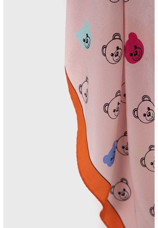 MOSCHINO - Moschino Apaszka jedwabna kolor różowy wzorzysta. Kolor: różowy. Materiał: jedwab