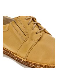 Żółte Półbuty Wasak Wygodne Skórzane Buty. Okazja: na co dzień. Kolor: żółty. Materiał: skóra. Styl: casual, klasyczny #7