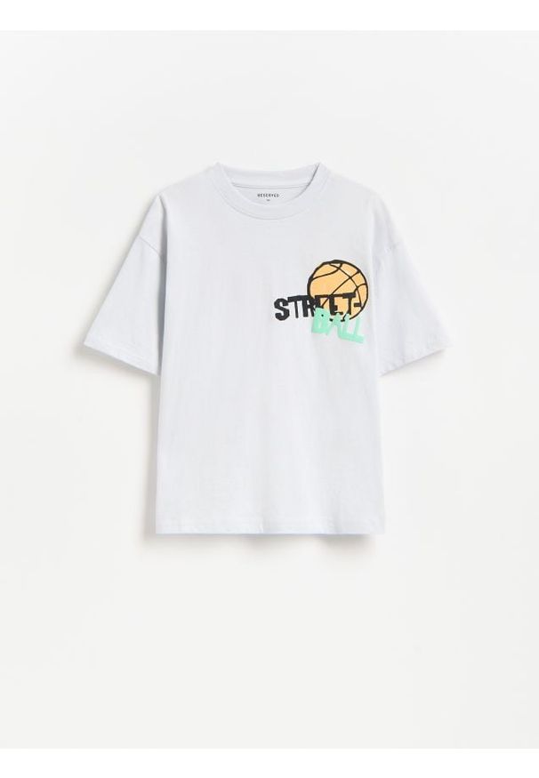 Reserved - T-shirt z nadrukiem - jasnoszary. Kolor: szary. Materiał: bawełna, dzianina. Wzór: nadruk